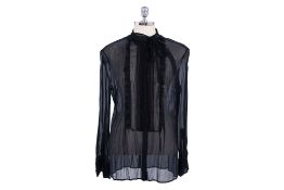 A DOLCE & GABBANA BOW TIE SHEER SILK BLOUSE