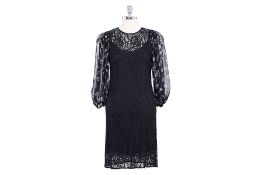 A DOLCE & GABBANA LACE AND CHIFFON SHEATH DRESS