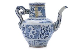 A VIETNAMESE BLUE AND WHITE EWER AND COVER