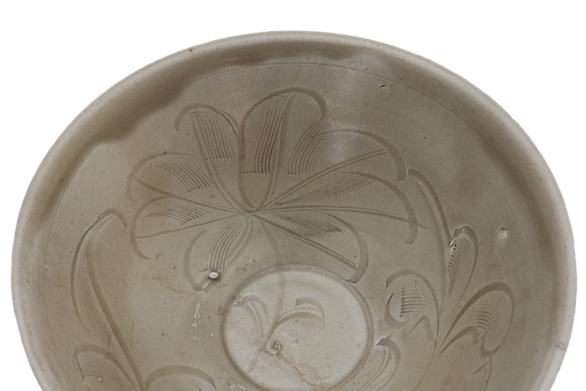 A COMBED OLIVE GREEN GLAZED BOWL - Image 3 of 5
