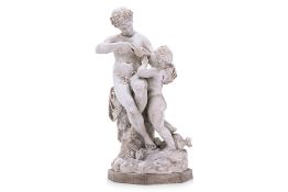 A EUROPEAN BISCUIT PORCELAIN FIGURE OF BACCHUS