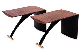 A PAIR OF FAUX-BURL SIDE TABLES