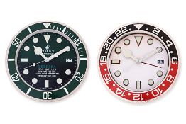 TWO DEALER DISPLAY STYLE WALL CLOCKS