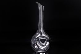A RIEDEL BLACK AND CLEAR GLASS 'BLISS' DECANTER