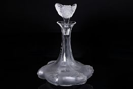 A LALIQUE GLASS 'PAPILLONS' DECANTER
