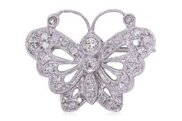 A DIAMOND BUTTERFLY BROOCH