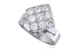 A DIAMOND PANEL RING