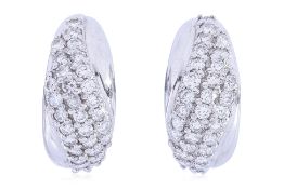 A PAIR OF DIAMOND HALF-HOOP STUD EARRINGS
