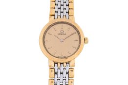 AN OMEGA DE VILLE LADIES STAINLESS STEEL BRACELET WATCH
