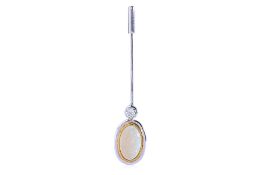 AN ETHIOPIAN OPAL AND DIAMOND STICK PIN