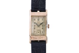AN OMEGA GOLD ART DECO TANK WRISTWATCH