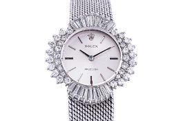 A LADIES ROLEX PRECISION STAINLESS STEEL BRACELET WATCH