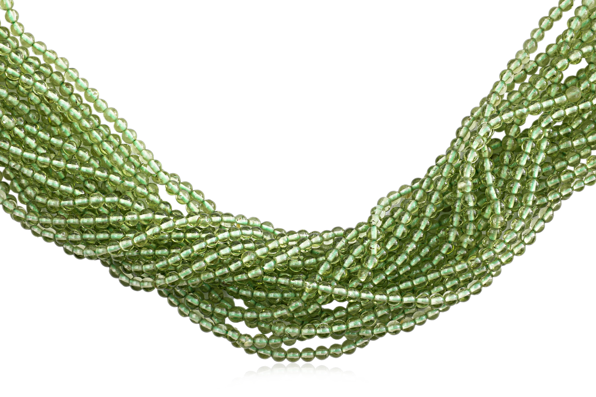 A MULTI STRAND PERIDOT BEAD NECKLACE WITH GOLD CLASP - Image 2 of 3