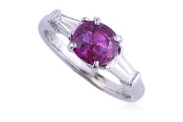 AN UNHEATED BURMESE PINK SAPPHIRE AND DIAMOND RING
