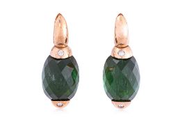A PAIR OF GREEN TOURMALINE AND DIAMOND EARRINGS BY ANGELETTI