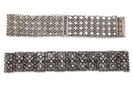 TWO ARTICULATED SILVER BELTS