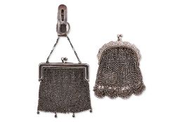 TWO SILVER MESH COIN PURSES