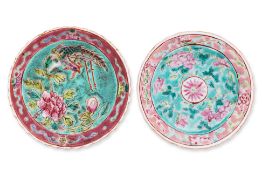 TWO SMALL FAMILLE ROSE SAUCE DISHES