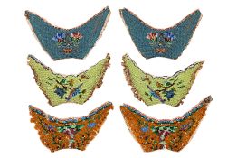 THREE PAIRS OF BEADED SHOE EMBROIDERY PANELS