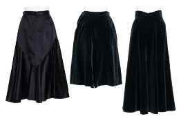 TWO CHRISTIAN DIOR SKIRTS AND A PAIR OF VELVET CULOTTES