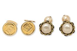 TWO PAIRS OF CHANEL CUFFLINKS