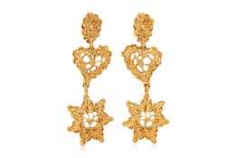 A PAIR OF CHRISTIAN LACROIX HAMMERED DANGLE EARRINGS