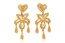 A PAIR OF CHRISTIAN LACROIX HAMMERED DANGLE EARRINGS