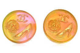 A PAIR OF CHANEL BUTTON EARRINGS