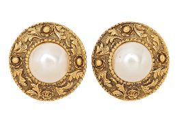 A PAIR OF CHANEL ORNATE EARRINGS