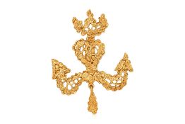 A CHRISTIAN LACROIX HAMMERED ANCHOR BROOCH