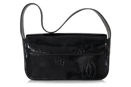 A CARTIER BLACK LEATHER HANDBAG