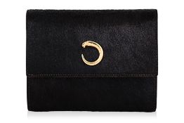 A CARTIER TRI-FOLD BLACK HORSE HAIR WALLET