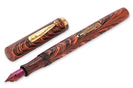 WATERMAN 55 RED RIPPLE LEVER FILLER FOUNTAIN PEN