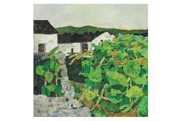 HE JIANNING (CHINESE, B. 1960) - 'GREEN LEAVES AND FLOWERS'