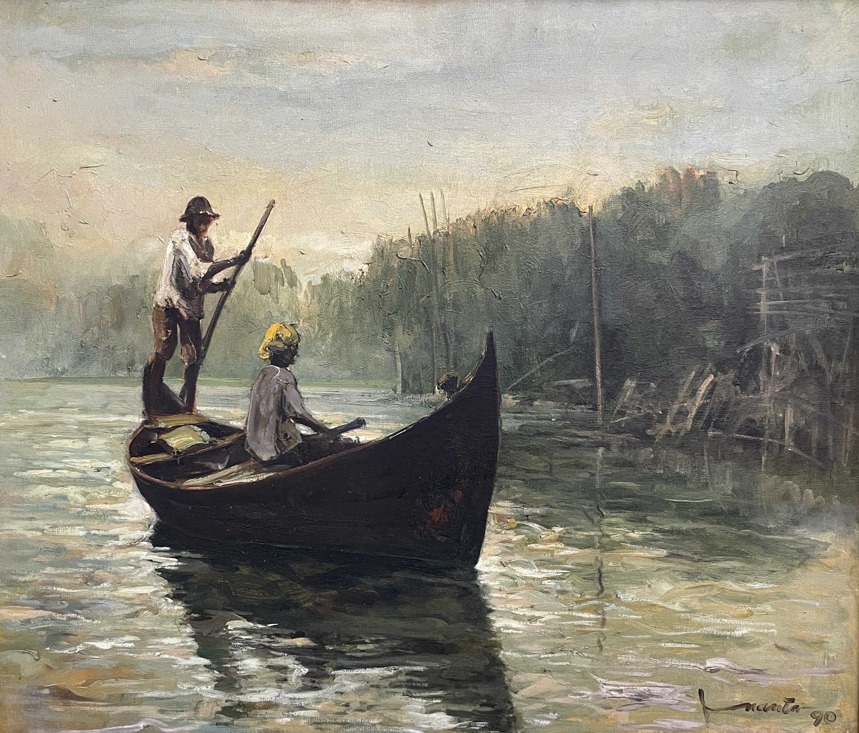 INANTA HADIPRANOTO (INDONESIAN, B. 1948) - MEN IN BOAT - Image 2 of 4