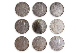 STRAITS SETTLEMENTS EDWARD VII 1 DOLLAR, ASSORTED DATES (9)