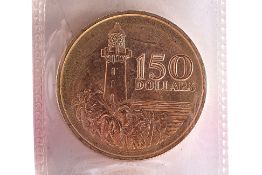 A SINGAPORE 1969 150TH ANNIVERSARY $150 GOLD COIN