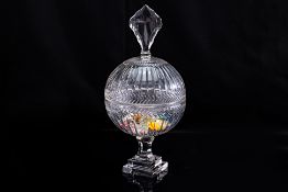A CRYSTAL JAR WITH MURANO ART GLASS CANDY