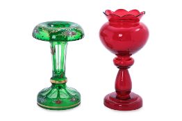 TWO BOHEMIAN GLASS LUSTRE VASES