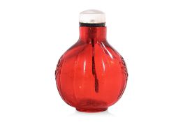 A TRANSPARENT RUBY-RED SNUFF BOTTLE