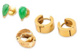 THREE PAIRS OF GOLD EARRINGS, ONE BY POH HENG