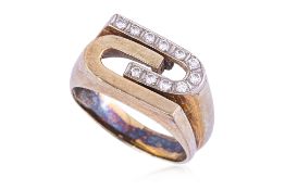 A DIAMOND DOUBLE 'C' RING