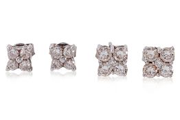TWO PAIRS OF SIMILAR DIAMOND STUD EARRINGS