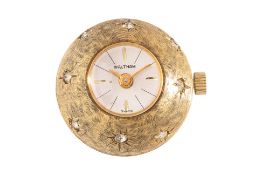 A WALTHAM GOLD PLATED SPHERICAL PENDANT WATCH