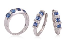 A SAPPHIRE AND DIAMOND JEWELLERY SET