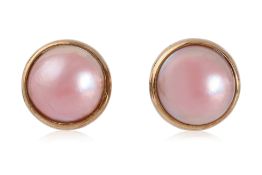 A PAIR OF MABE CULTURED PEARL STUD EARRINGS