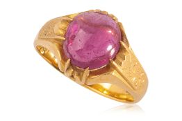 A SYNTHETIC RUBY RING