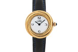 A MUST DE CARTIER LADY'S SILVER GILT TRINITY WATCH