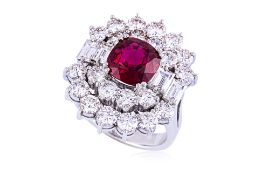 A RUBY AND DIAMOND RING