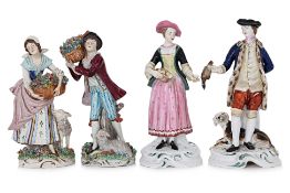 TWO PAIRS OF EUROPEAN PORCELAIN FIGURES